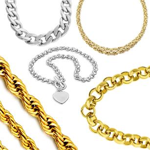 real gold silver necklaces for sale